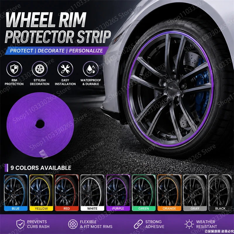 Rash Guard - Universal Wheel Rim Protector Strip Anti