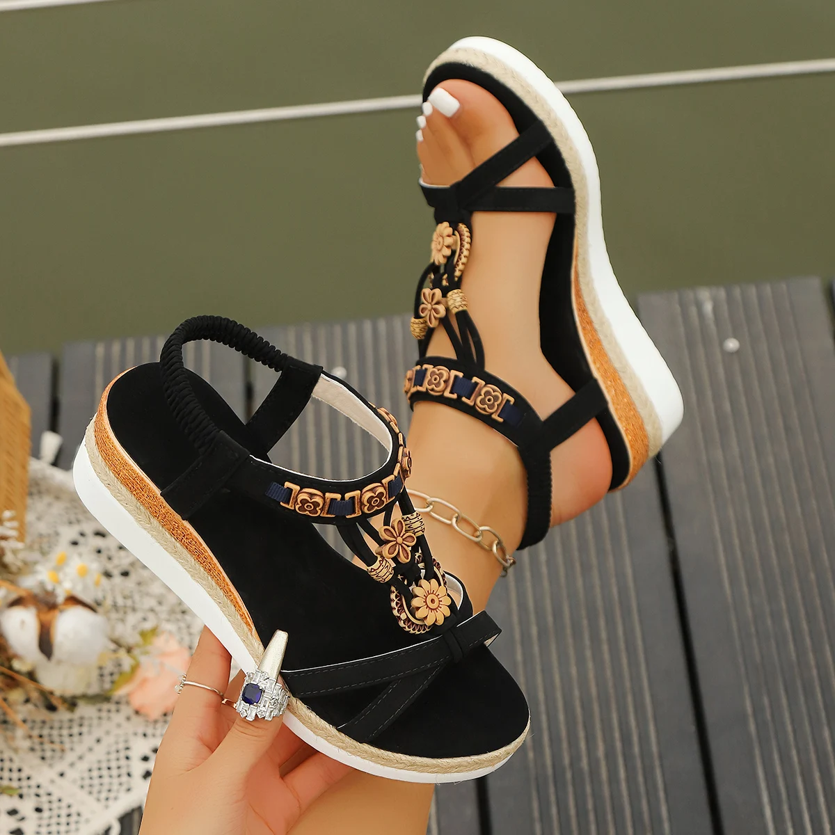 Water Shoes - Women Wedge Sandals Summer 2024 Braided