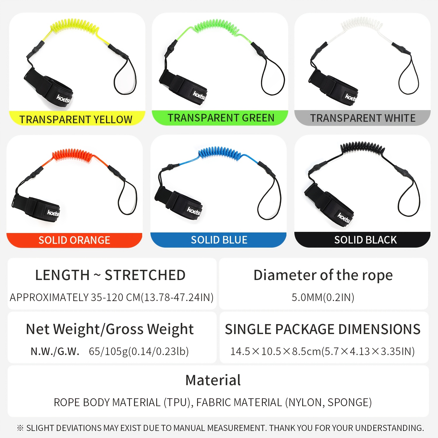 KOETSU Bodyboard Leash, 5mm TP - Surfboard Leash 评论和价格