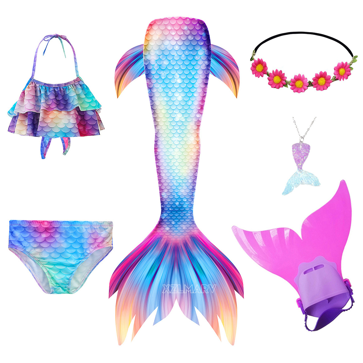Girls Swimming Mermaid Tail Gi - Flippers Swimming 评论和价格