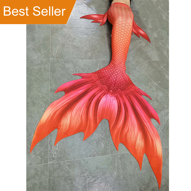 Orange Woman Mermaid Tail Skin - Swim Fins 评论和价格