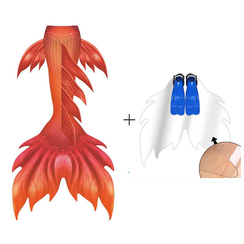 Orange Woman Mermaid Tail Skin - Swim Fins 评论和价格