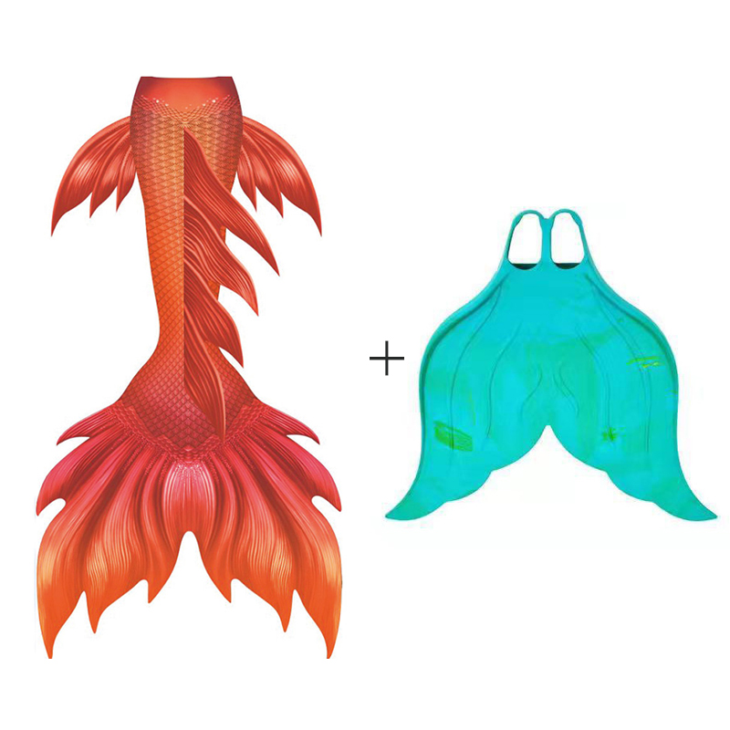 Orange Woman Mermaid Tail Skin - Swim Fins 评论和价格