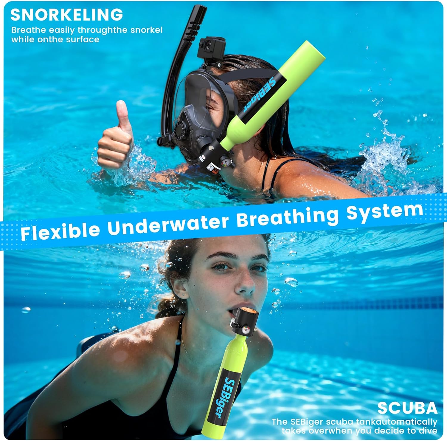 Mini Scuba Tank 0.5L with Full - Snorkel Set 评论和价格