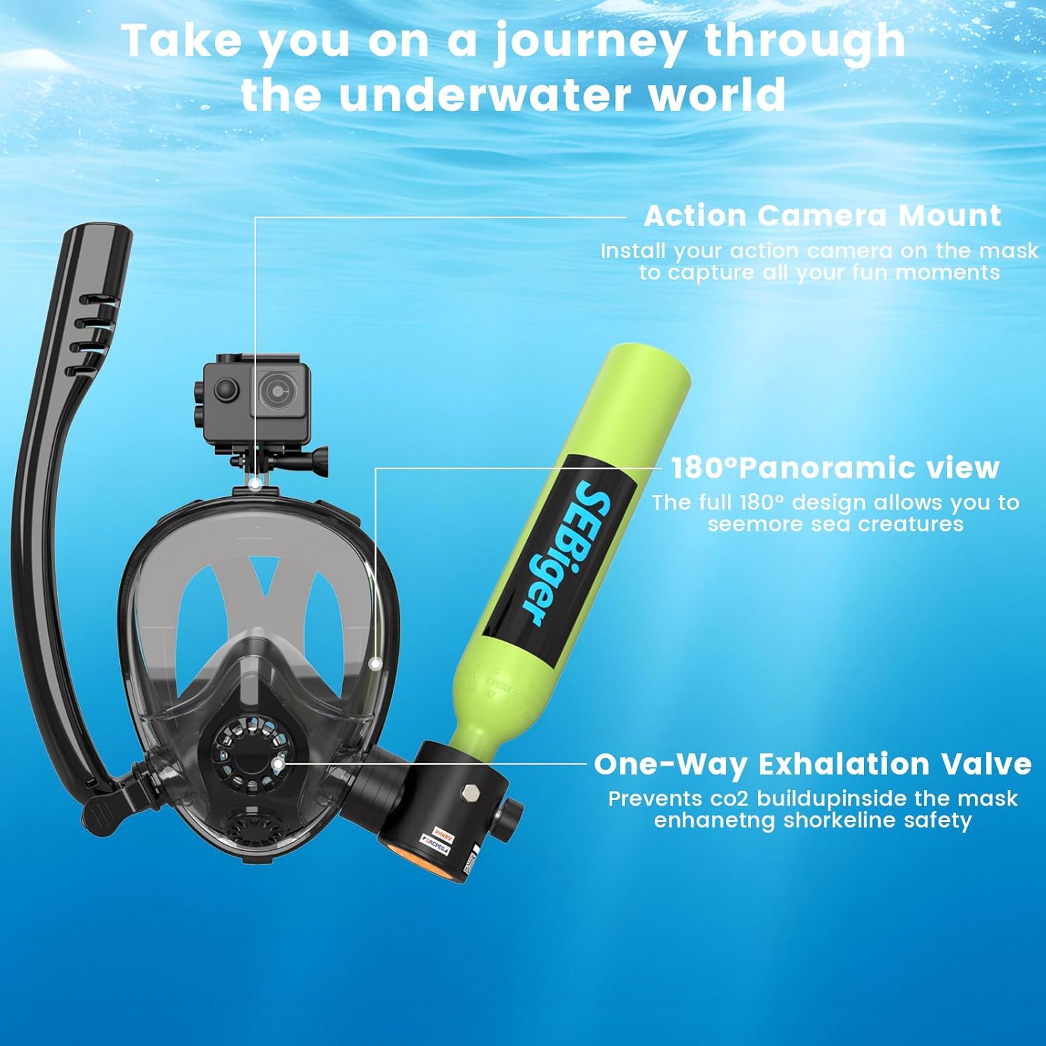 Mini Scuba Tank 0.5L with Full - Snorkel Set 评论和价格